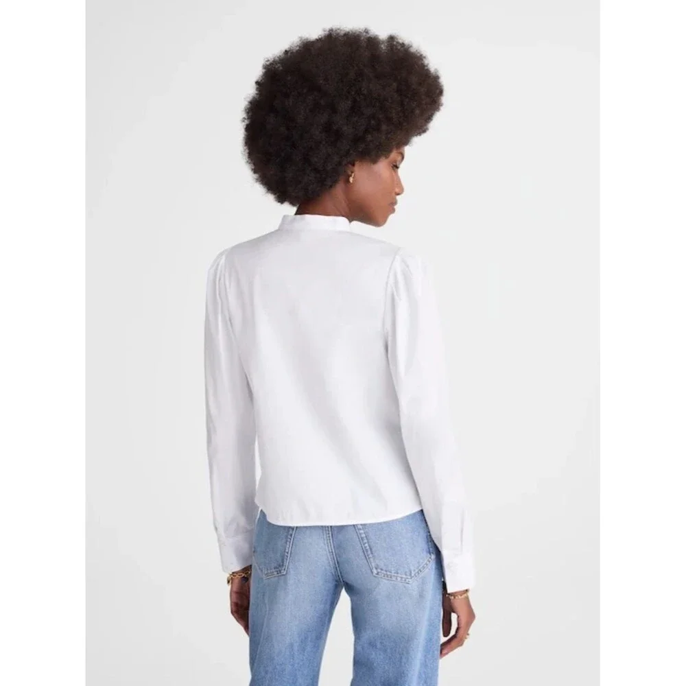 Madewell Puff-Sleeve Button-Up Shirt Women’s Small White Long Sleeve Cotton